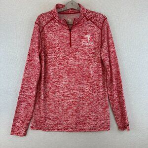 BADGER SPORT WOMEN'S 1/4 ZIP LIGHTWEIGHT PULLOVER IN HEATHERED RED COLOR SIZE L